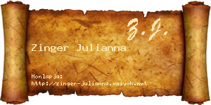 Zinger Julianna névjegykártya